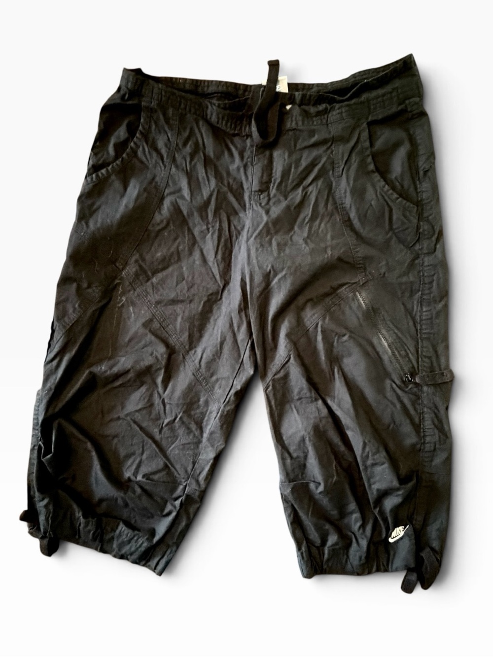 Nike Capri Activewear Pants Women’s S Black Cargo Hiking Tie Waist & Cuffs